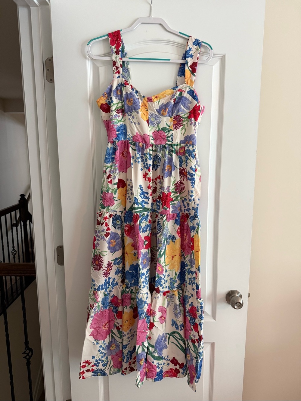Brand New Floral Tiered Sundress - White with Multicolor Flowers